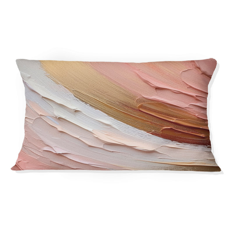 Coussin décoratif imprimé spirales pêche et or