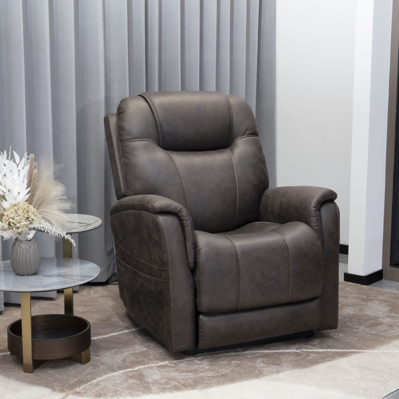 Luvell Upholstered Recliner, Brown Polyester