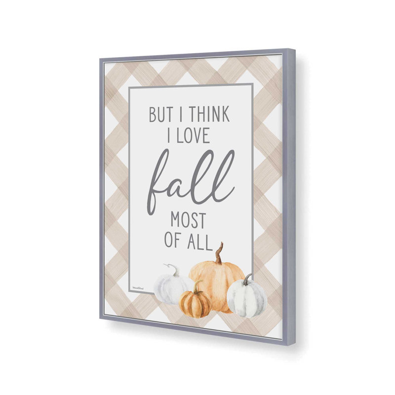 «I Love Fall» par lettres et doublures, reproduction d'art, L 18 po x H 24 po, Argent, Impression encadrée