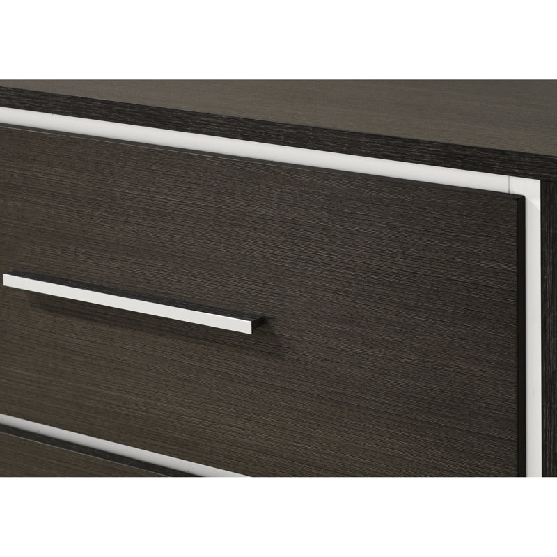 Modern 2 Bedroom Nightstand In Gray Rustic, Construction, Accent Metal Hand Pull, Wood