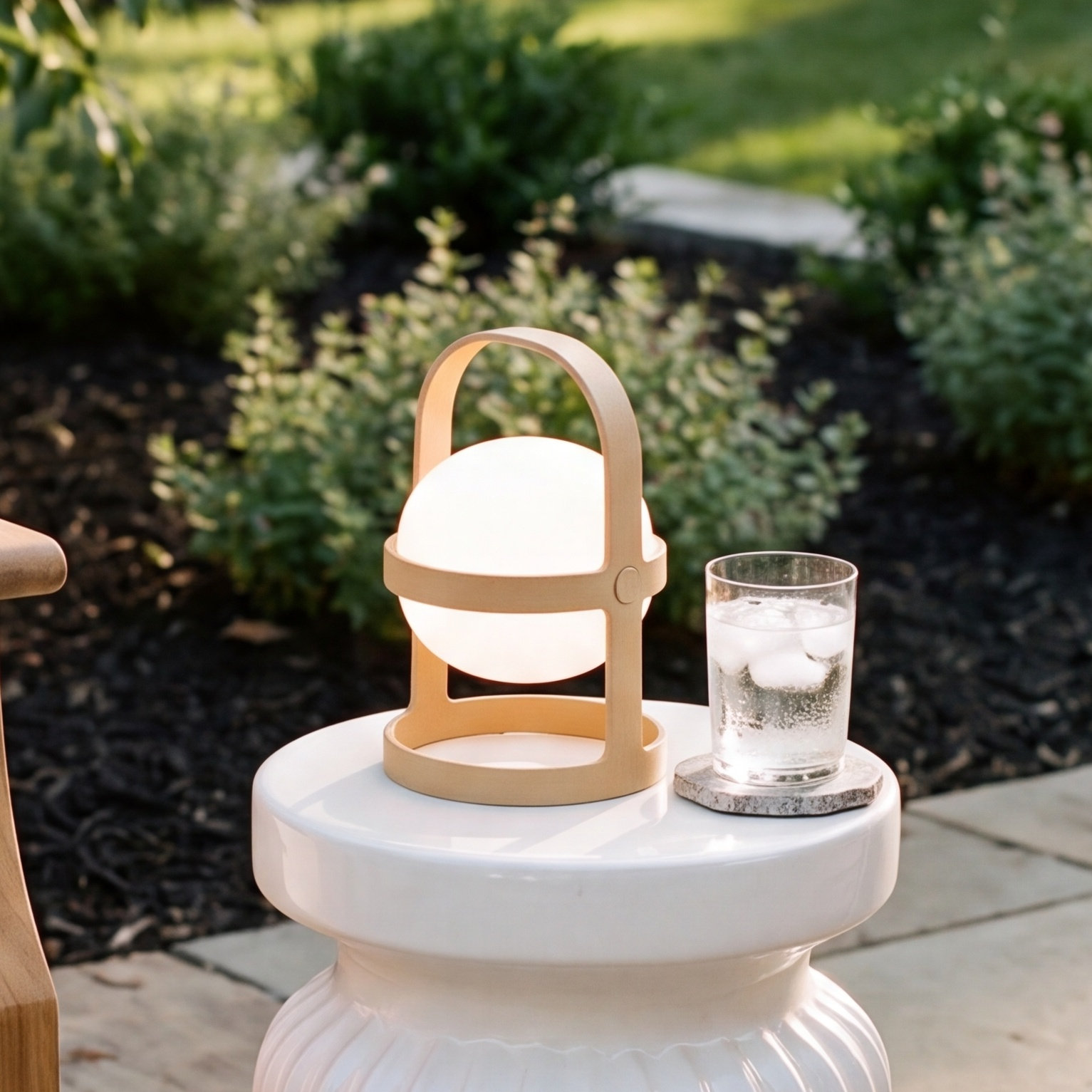 Soft Spot Solar Circular Wheat Light, 7.3" H x 4.7" W x 4.7" D, Wheat