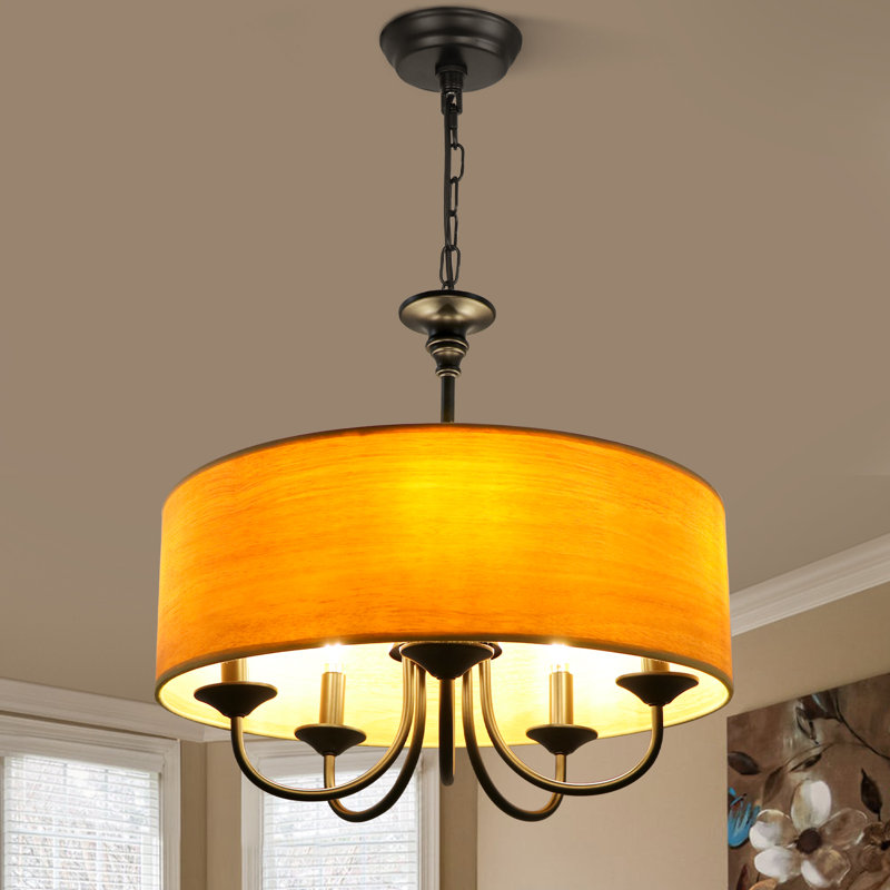 Chakya 5 - Light Dimmable Drum Chandelier