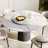 59" Round Dining Table for 8 With Sintered Stone Lazy Susan + Dark Walnut Solid Wood Base-116510853-116510855