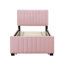 Lit plateforme tapissier en velours avec lit gigogne-837184310-837184311