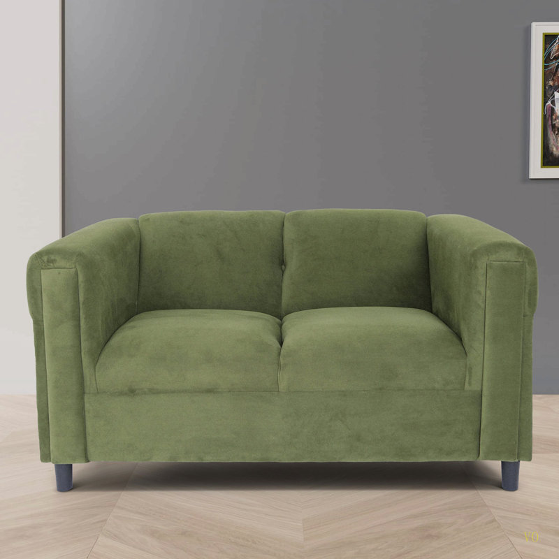 Canapé-lit en suède vert pour le salon, causeuse moderne pour petits espaces et chambre à coucher avec structure en bois massif