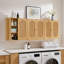 Armoire de salle de bain murale avec panneau de porte cannelé et tablette réglable, chêne naturel, 1 pièce-1011127683
