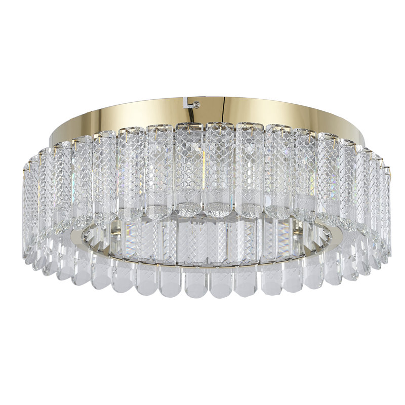 Plafonnier encastré en acier inoxydable chromé Crhistopher avec détails en cristal transparent, Doré