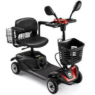 Scooter de mobilité compact à 4 roues avec affichage, scooter électrique pliable pour les personnes âgées et les adultes, modèle de voyage robuste avec lumières, panier et longue durée