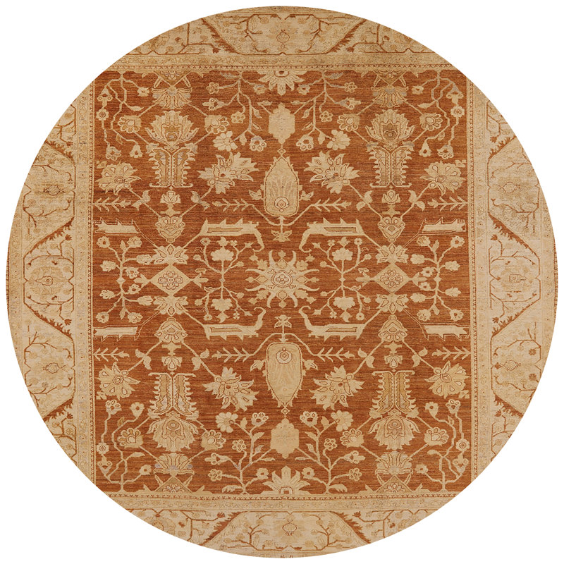 Tapis oriental beige / brun, Rond 8 pi