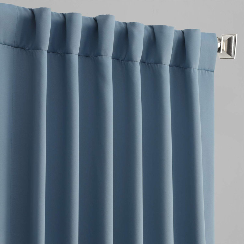 Betria 50" W Polyester Room Darkening Single Panel Curtain, 50" W x 108" L, Poseidon Blue