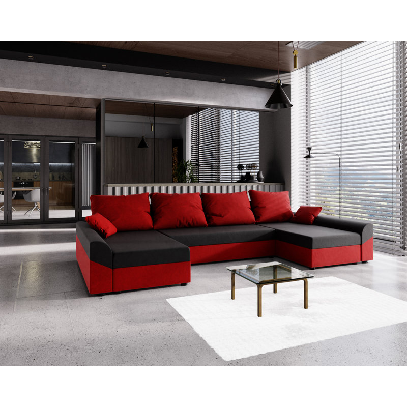 Bagdat 4 Seater Corner Sofa , Black/Red - Sawana14/Sawana13