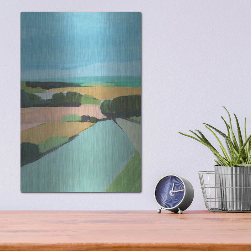  «Bright Coloured campagne 2» par Annie Warren, art mural en métal, H 16 po x l 12 po