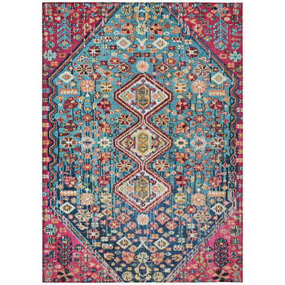 Machine Washable Indoor/Outdoor Xhevrie Teal Rug