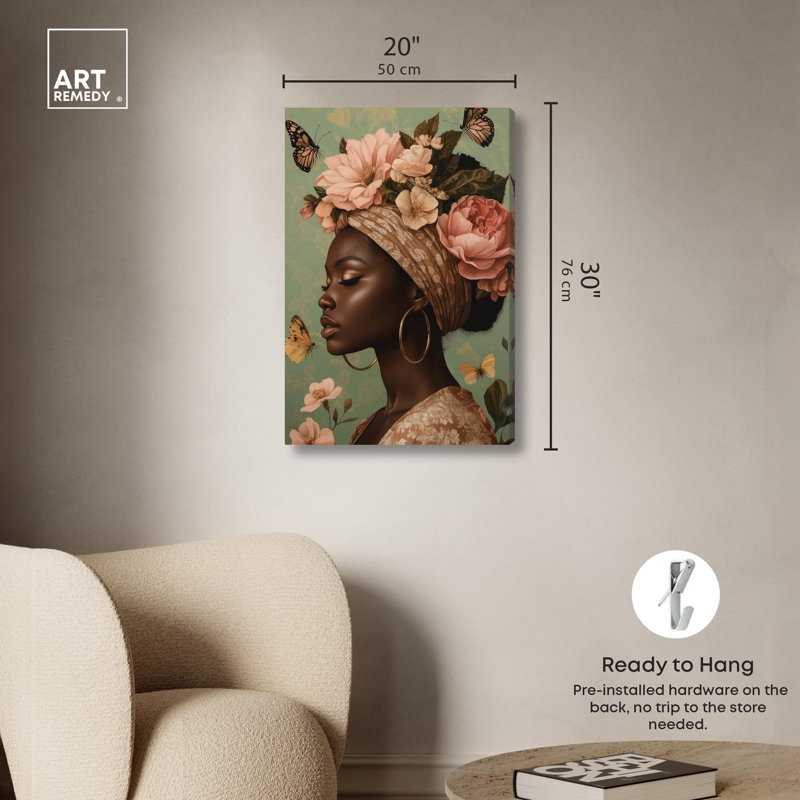 «Dream Butterfly Passion», art floral chic par , H 30 po x l 20 po, Toile tendue
