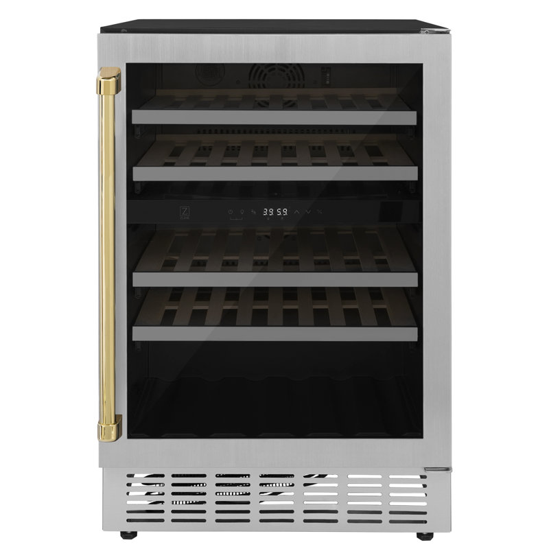 ZLINE Autograph 24 in. Monument 44 Bottle Wine Cooler with Accents, Gold