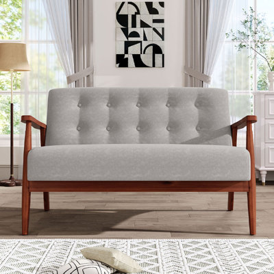 Solid Wooden Frame Loveseat Upholstered Sofa 