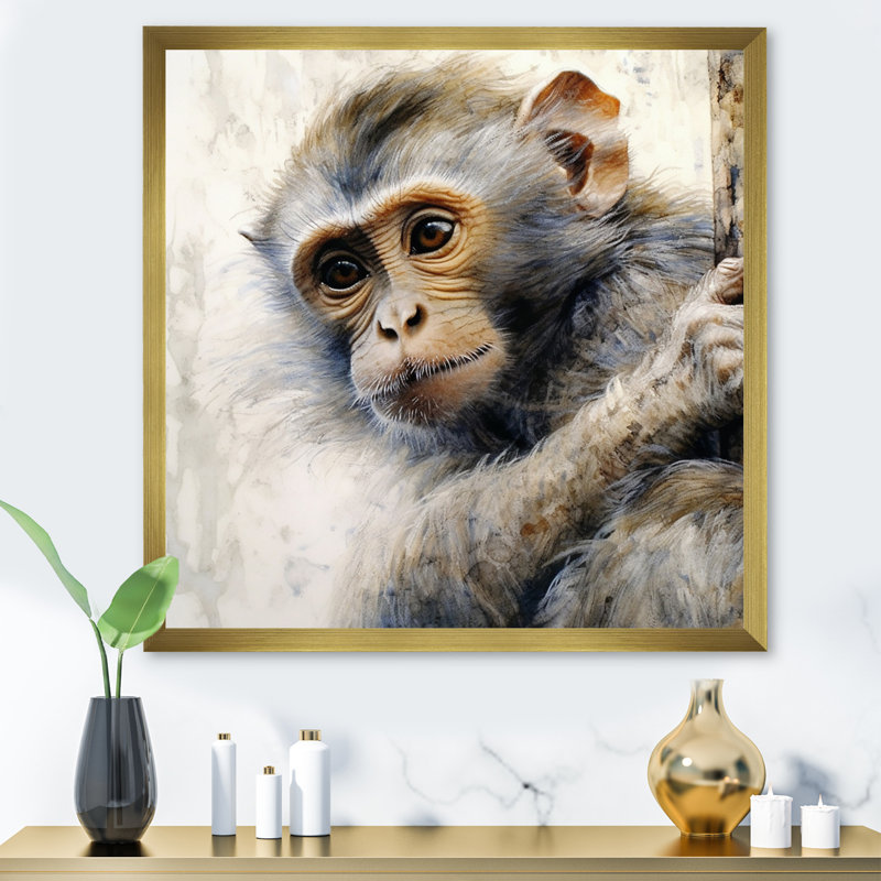 Wild Monkey II, 16" H x 16" W x 1" D, Gold Single Picture Framed
