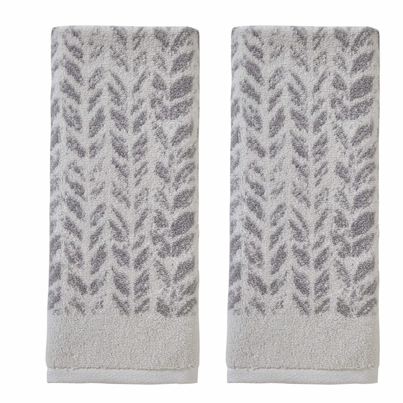 EcoChic Distressed Gray Hand Towels - 16x26, 2-Pack