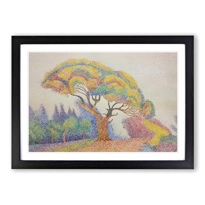 Colourful Tree by Paul Signac - Picture Frame Graphic Art, 36cm H x 48cm W x 2cm D, Black Framed
