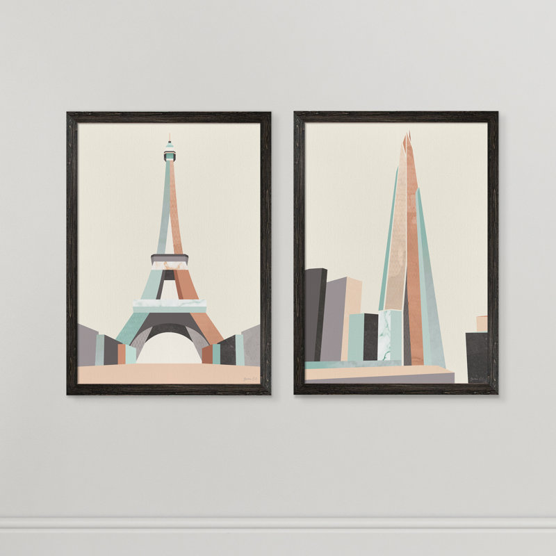 « graphicing architecture i » par antonyme bunjamin (abe)-ensemble de 2 reproductions d’art sur cadre photo, Pas de tapis