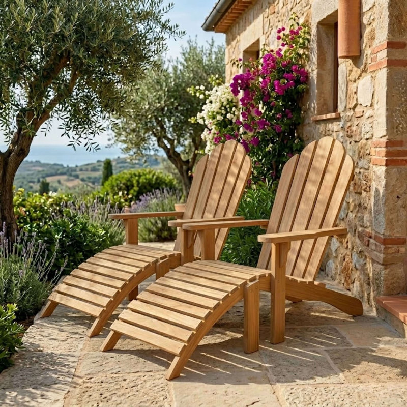Teak Adirondack Chair with Ottoman