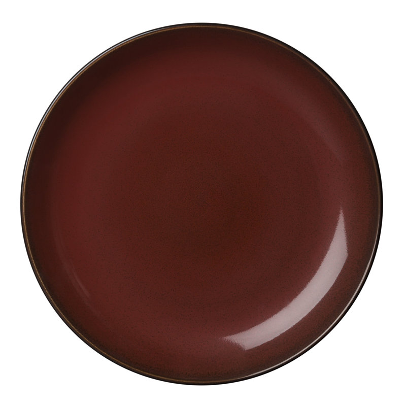 Assiettes rondes rustiques cramoisies, 8 1/2 po, par Luzerne
