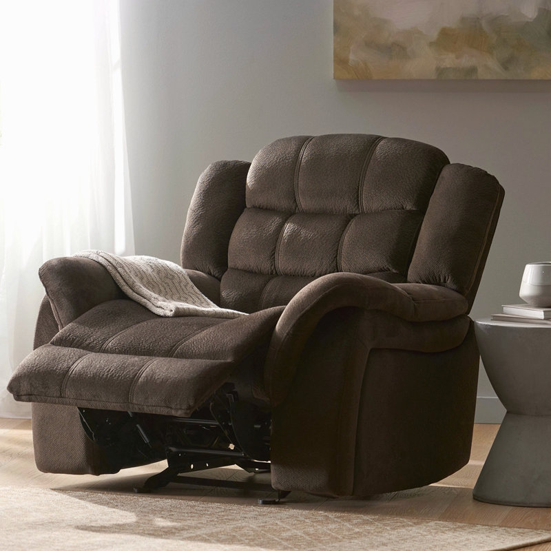 Design classique, tissu moelleux, fauteuil inclinable oscillant, Brun