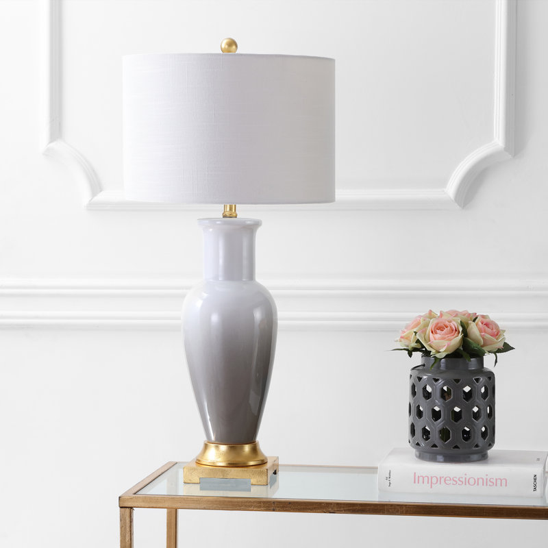 Merve Table Lamp, White/Gray