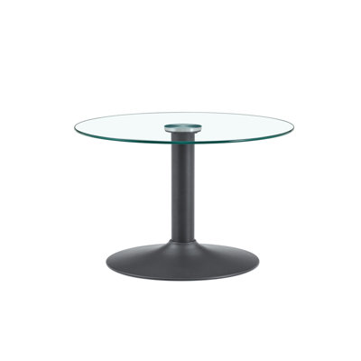 27.5-inch diameter round tempered glass coffee table
