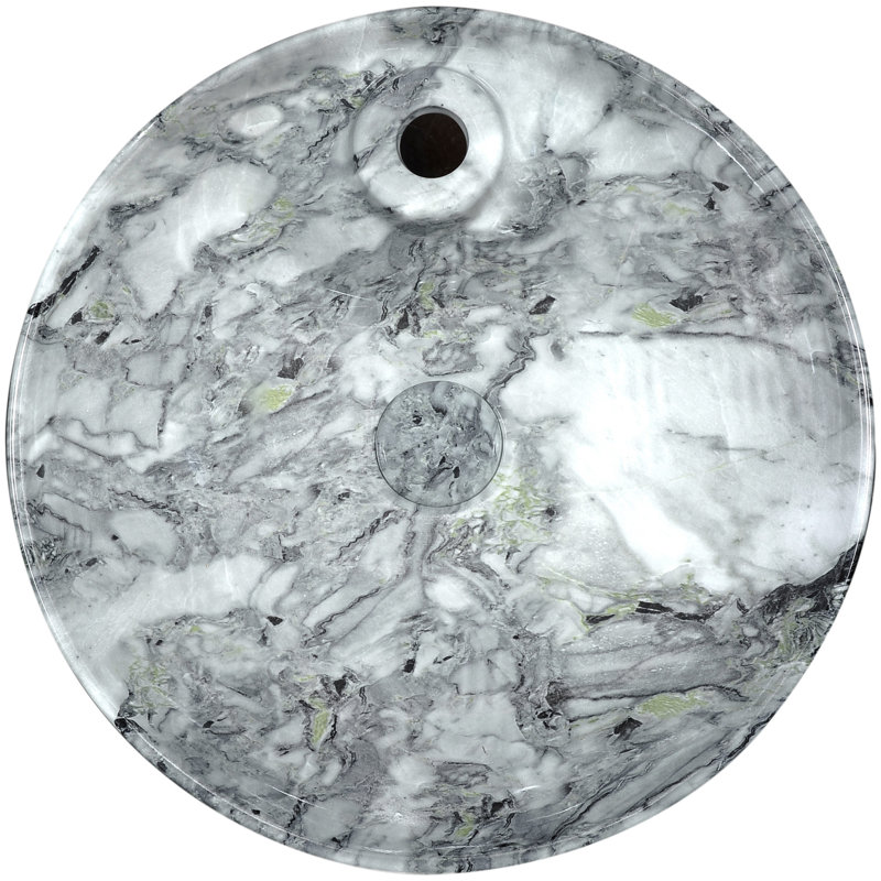 ANZZI 17.7'' Vitreous China Circular Bathroom Sink, Snow