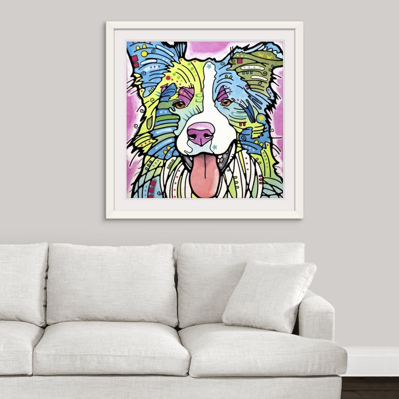 « collie », impression, H 32 po x l 32 po x P 1 po, Cadre blanc