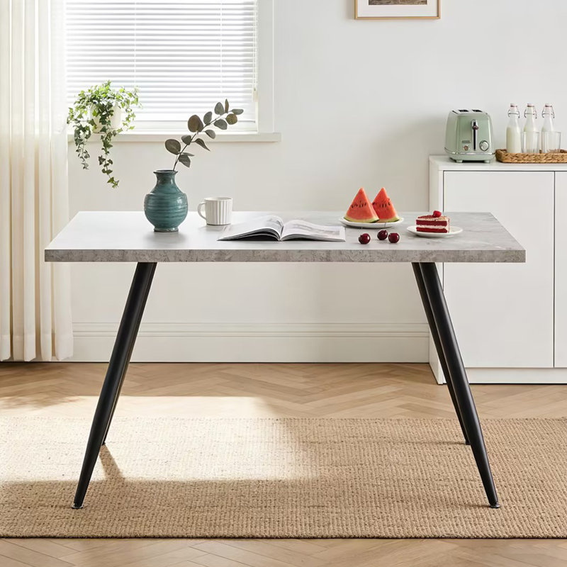 4 - Person Dining Set 120Cm Marble Pattern Table with Armless Chairs, Grey Velvet