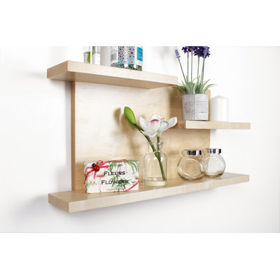 3 tablettes flottantes en bois massif