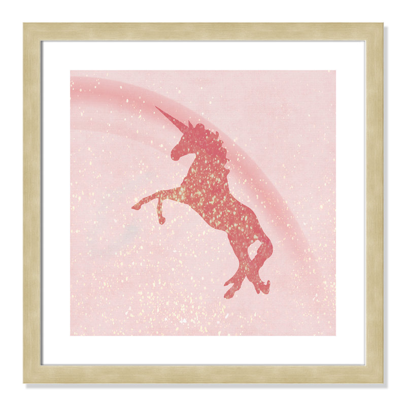 Paillettes licorne 2, H 24,5 po x l 24,5 po x P 0,63 po, Encadré plat argent