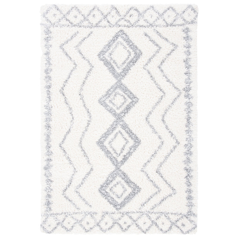 Glick Southwestern Ivory/Grey Area Rug, Rectangle 9' x 12'