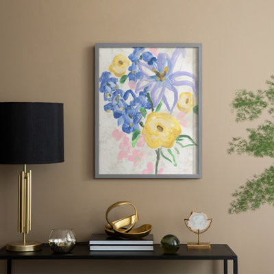 «Brush Blossoms I», reproduction encadrée - bois massif