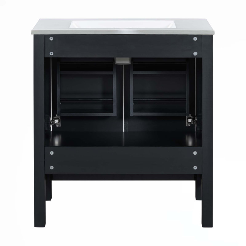 Meuble-lavabo 30 po avec lavabo simple, Noir