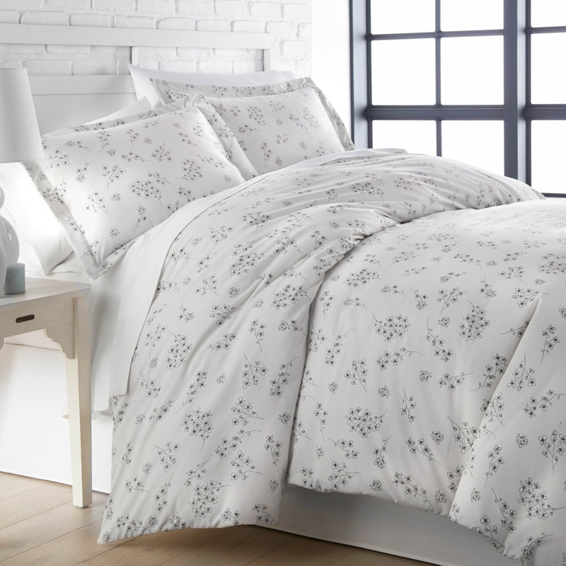 Ensemble de housse de couette Sweet Florals Collection, Housse de couette très grand / très grand califo, Gris