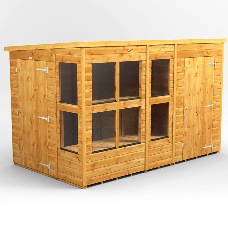 Powersheds 10 x 6ft Timber Tongue & Groove Pent Potting Shed Combi (includes 4ft Side Store)