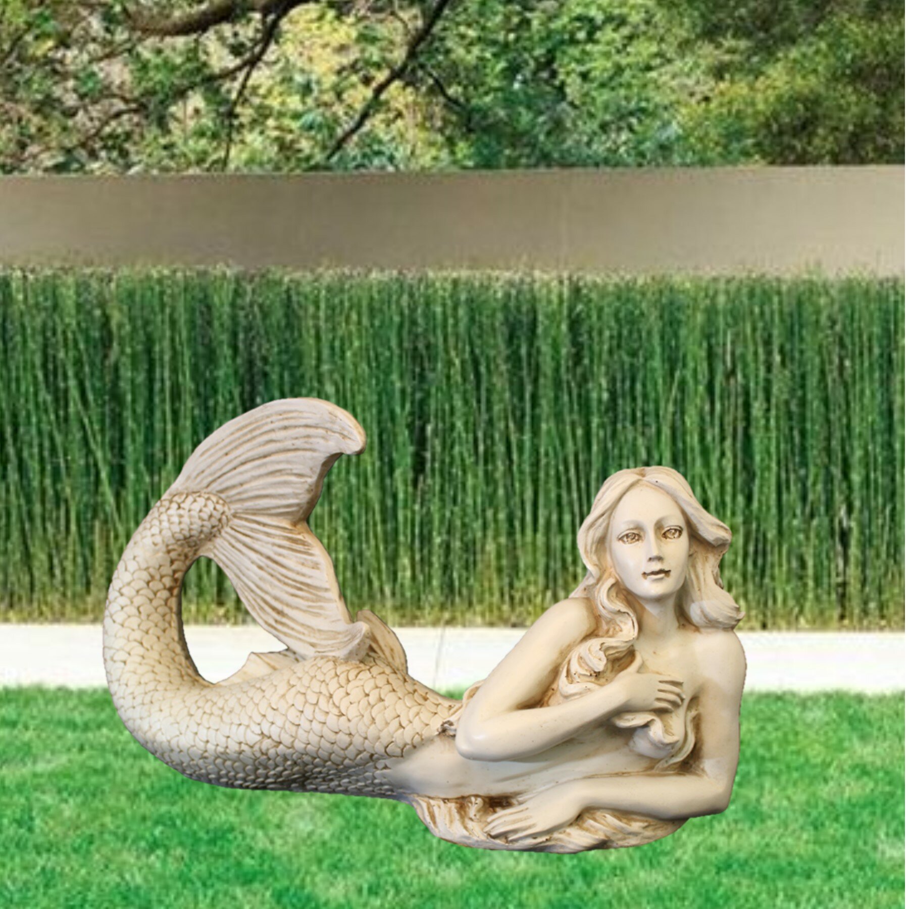 Life's A Beach Sexy Lying Mermaid Statue Homestyles Color: Antique White, Size: 18 H x 32 W x 14 D