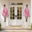Cerisier artificiel en fleurs de 1,5 m de haut, fleurs en soie rose avec pot blanc, faux arbre printanier pour la décoration du salon, de l'entrée ou du bureau.