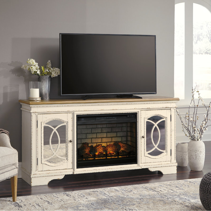 Philly Unfinished TV Stand for TVs up to 70" with Fireplace Included