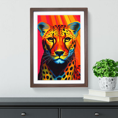Cheetah Op No.2 - Single Picture Frame Print on Wood