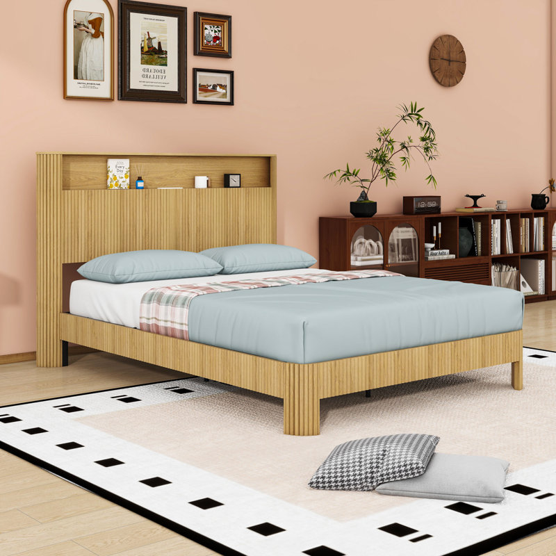 Base de lit avec station de charge, Naturel, Grand