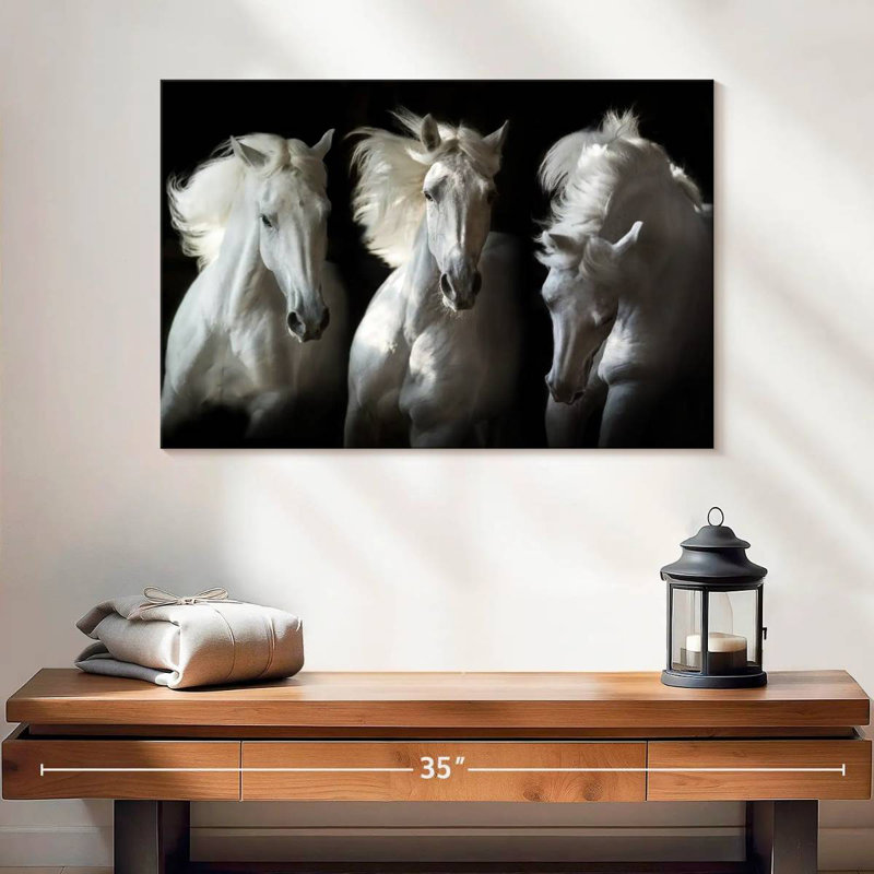 Brampt Three White Horses, 16" H x 24" W