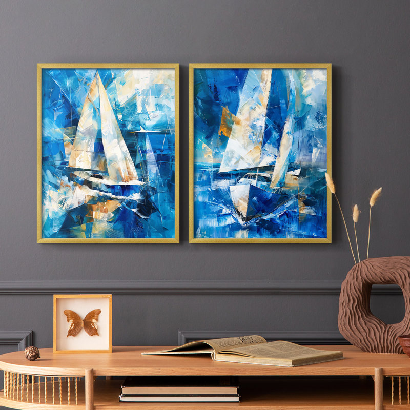 NAUTICAL Series CLxxviii - reproduction encadrée de qualité supérieure - prête à être accrochée - aucun clou requis - aucun clou requis