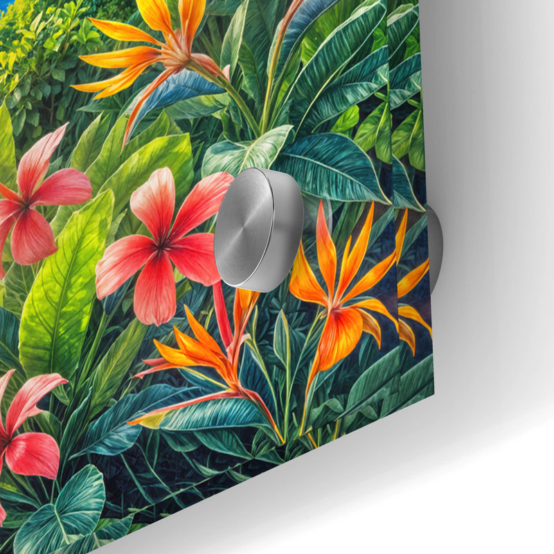 «Hawaii Lush Peinture» par Rey Klimt, art mural en verre acrylique, H 24 po x l 48 po
