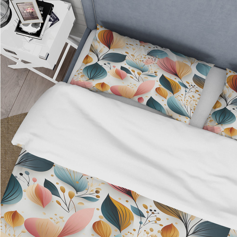 Ensemble de housse de couette Botanical Pastel, Housse de couette pour grand lit et 2 taies décor
