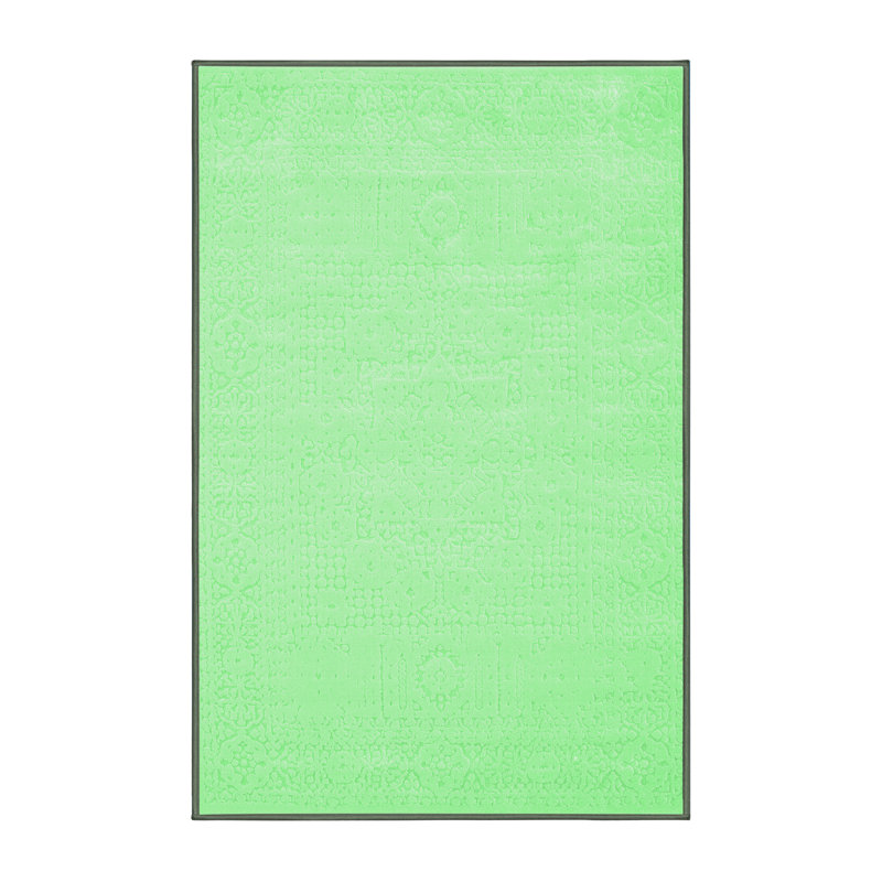 Tapis contemporains vert émeraude lavable à la machine 178, Rectangle 2 pi x 4 pi