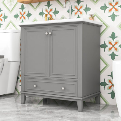 Meuble-lavabo simple autoportant 30 po avec plateau en céramique Nistance